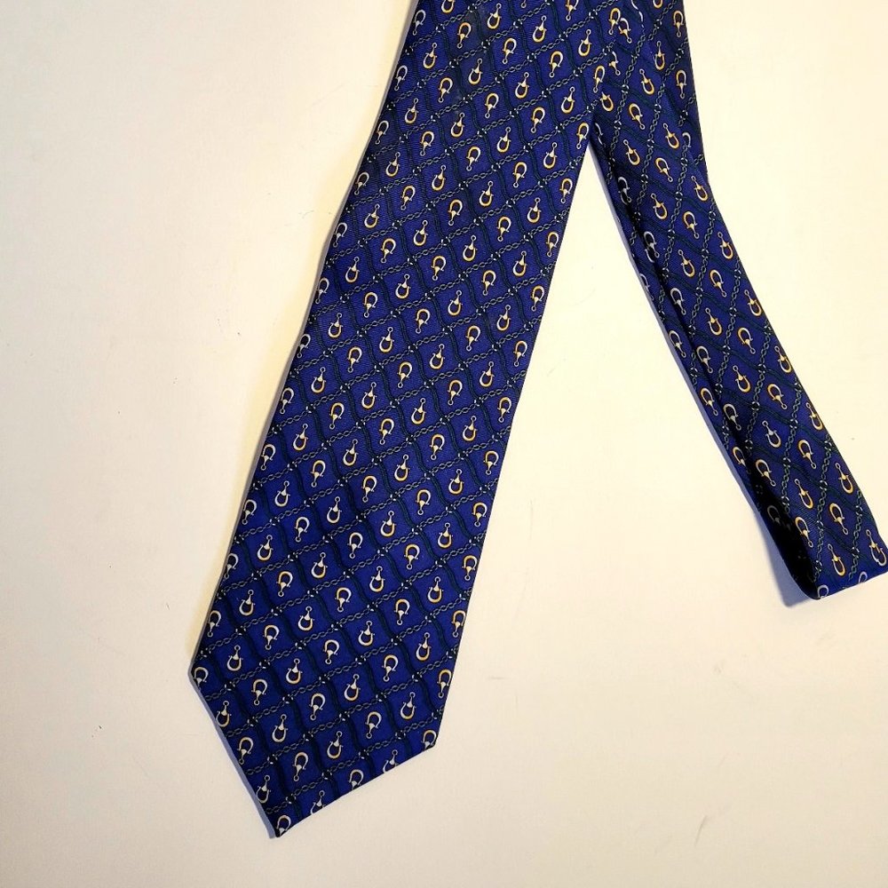 Firenze Navy Blue Horse Bit Silk Tie.